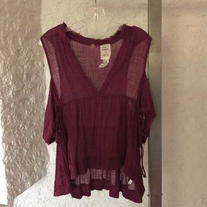 Free People Plum Peasant Top